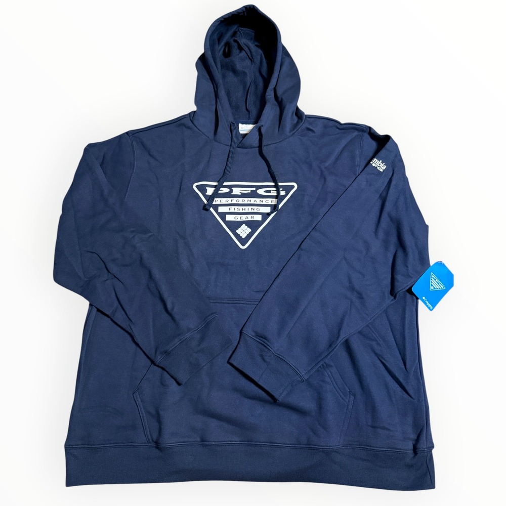 Columbia PFG Hoodie Sweatshirt Men 1XB Navy New Fishing Gear Logo